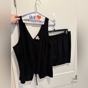 a new day Black V-Neck Top and shorts set